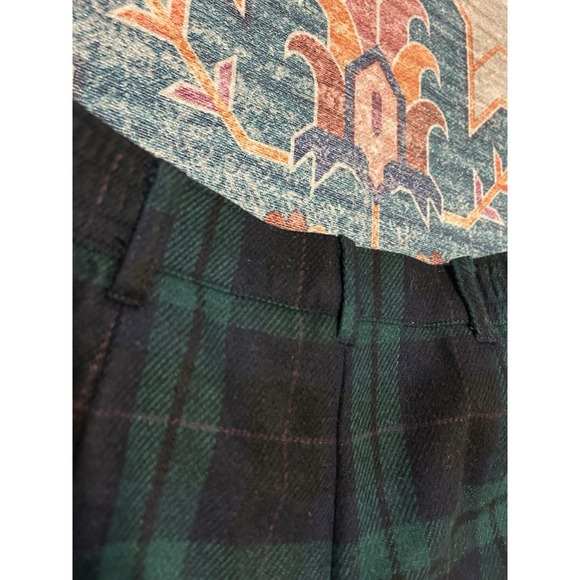 Vintage 80s Holiday Plaid Shorts Wool Blend Tartan Blue Green High Rise Sz 14 - Picture 8 of 8